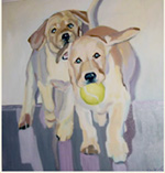 Yellow Lab puppies original oil and giclee prints