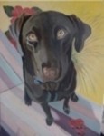 Chocolate Lab Fergus original oil and giclee prints