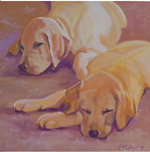 Yellow Lab puppies original oil and giclee prints